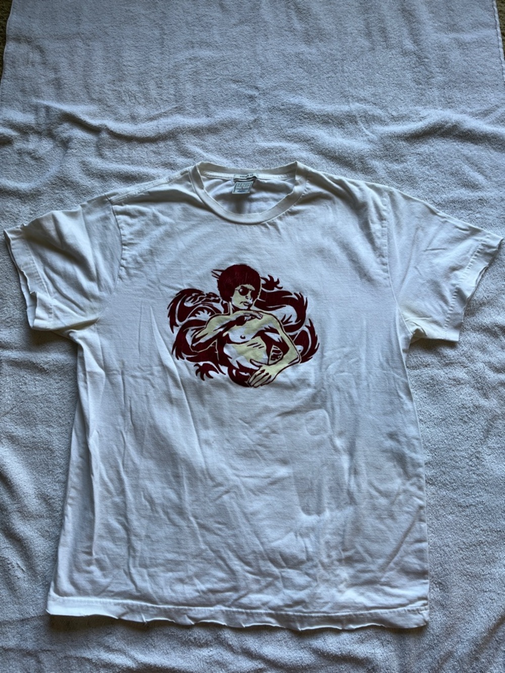 Vintage Old Navy White Short-Sleeve Tee with Bruce Lee Graphic XL